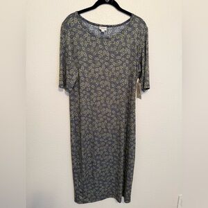 NWT LuLaRoe Julia Blue and Green Floral Knit Dress size XL